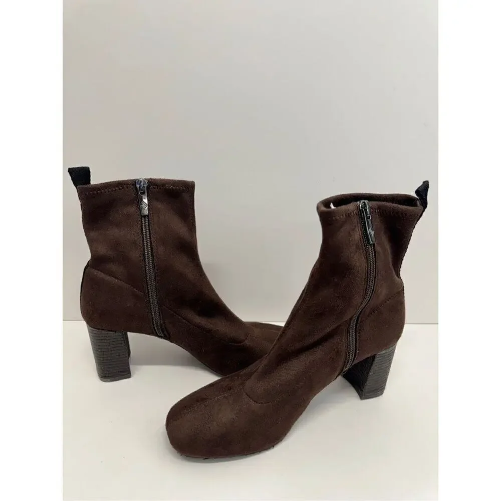 Donald J. Pliner Cattie Bootie Size 6.5 Brown‎ Block Heel Round Toe Boots NEW